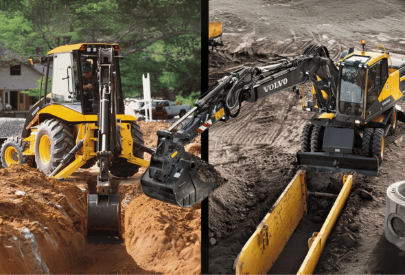 Volvo CE mašine u akciji iskopavanja rovova za infrastrukturne projekte.
